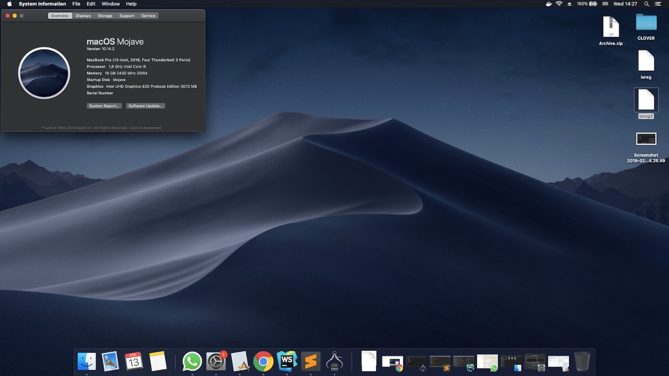 Success Hackintosh Mojave 10.14.2 Build 18C54 at HP Probook 440 G5